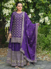 Designer Sharara Suit With Sequence Embroidered Work