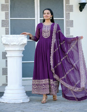 Designer Embroidered Gown With Coding Sequence Embroidered Work