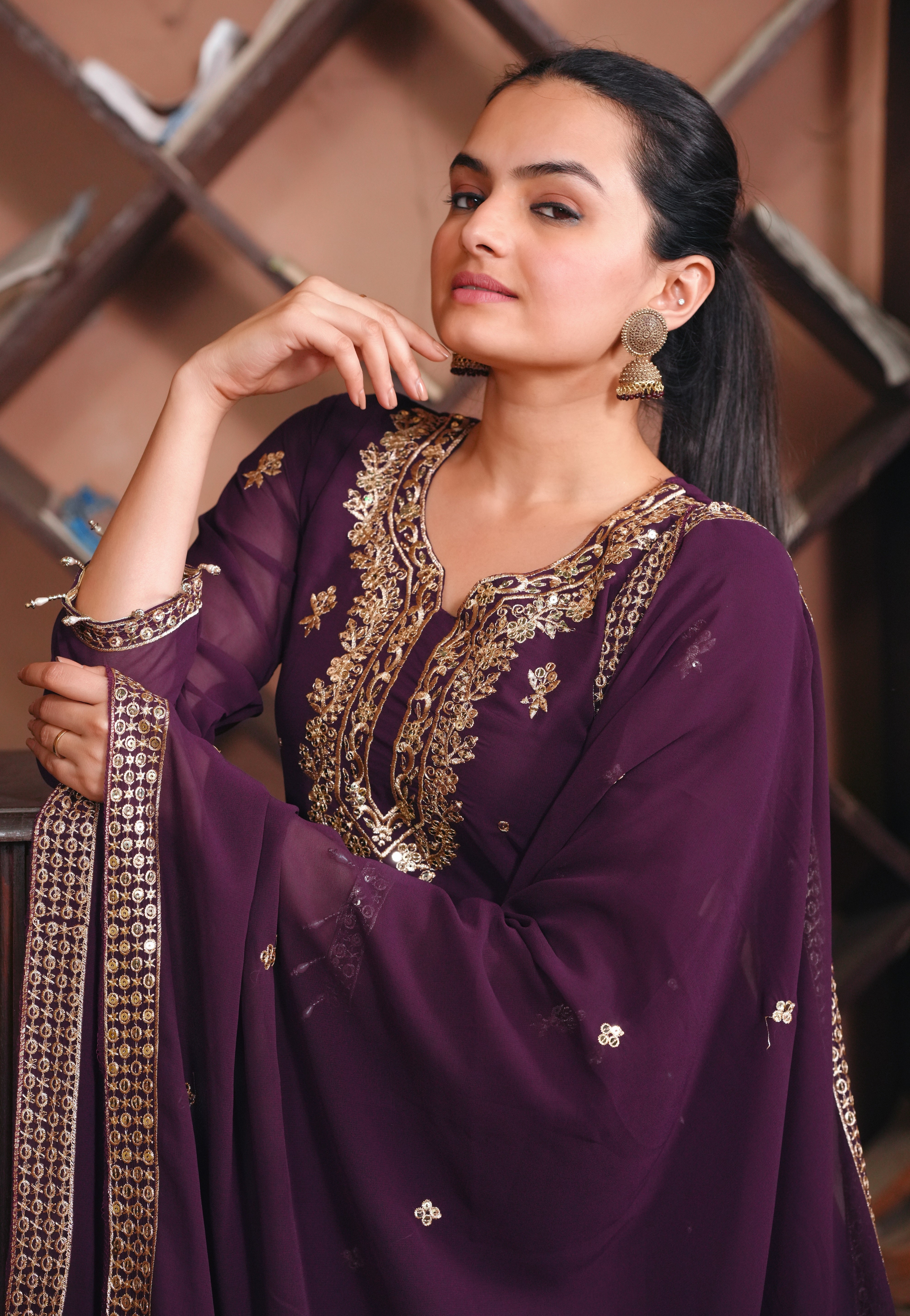 Beautiful Top Bottom And Dupatta With Sequence Embroidery Work