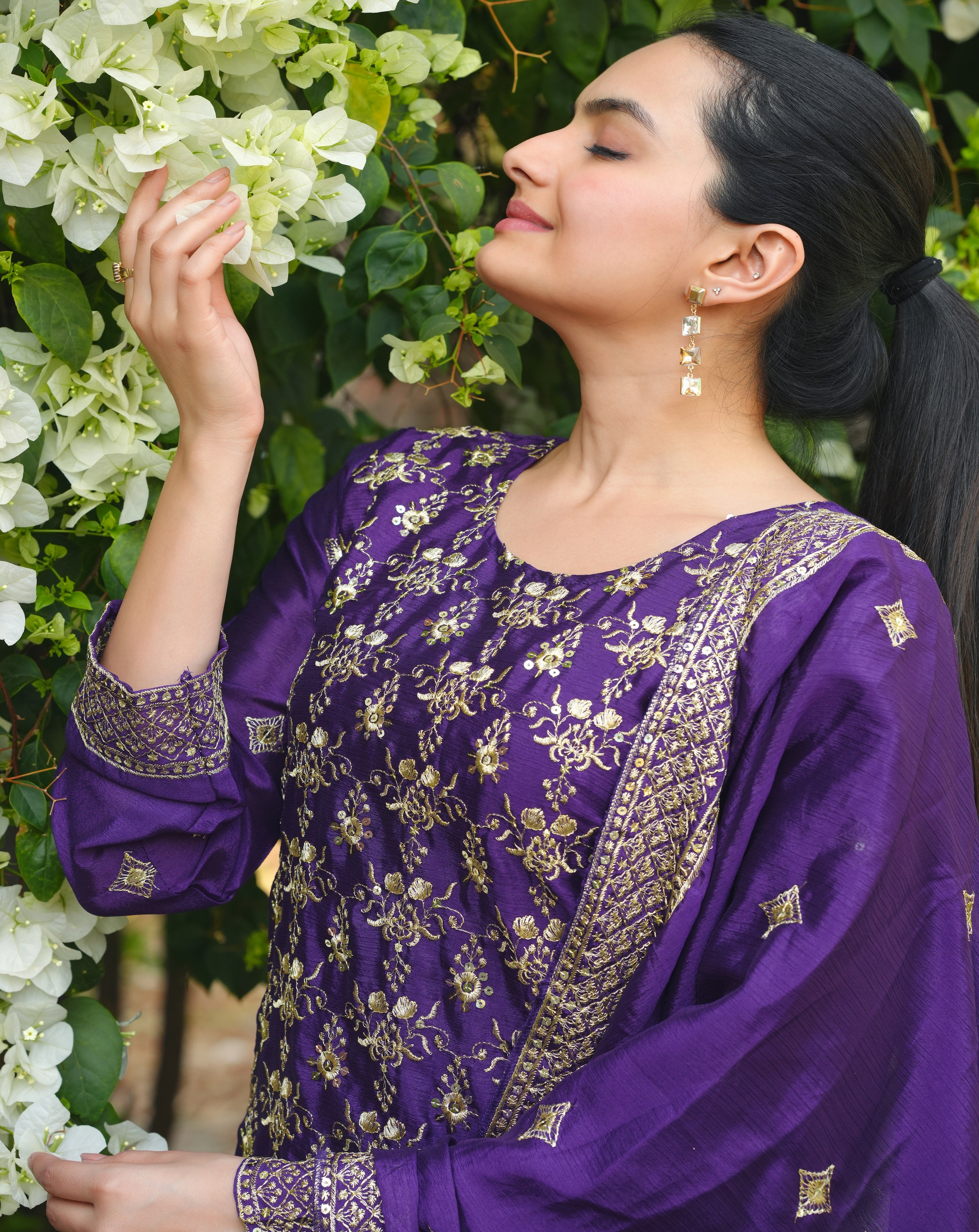 Designer Sharara Suit With Sequence Embroidered Work