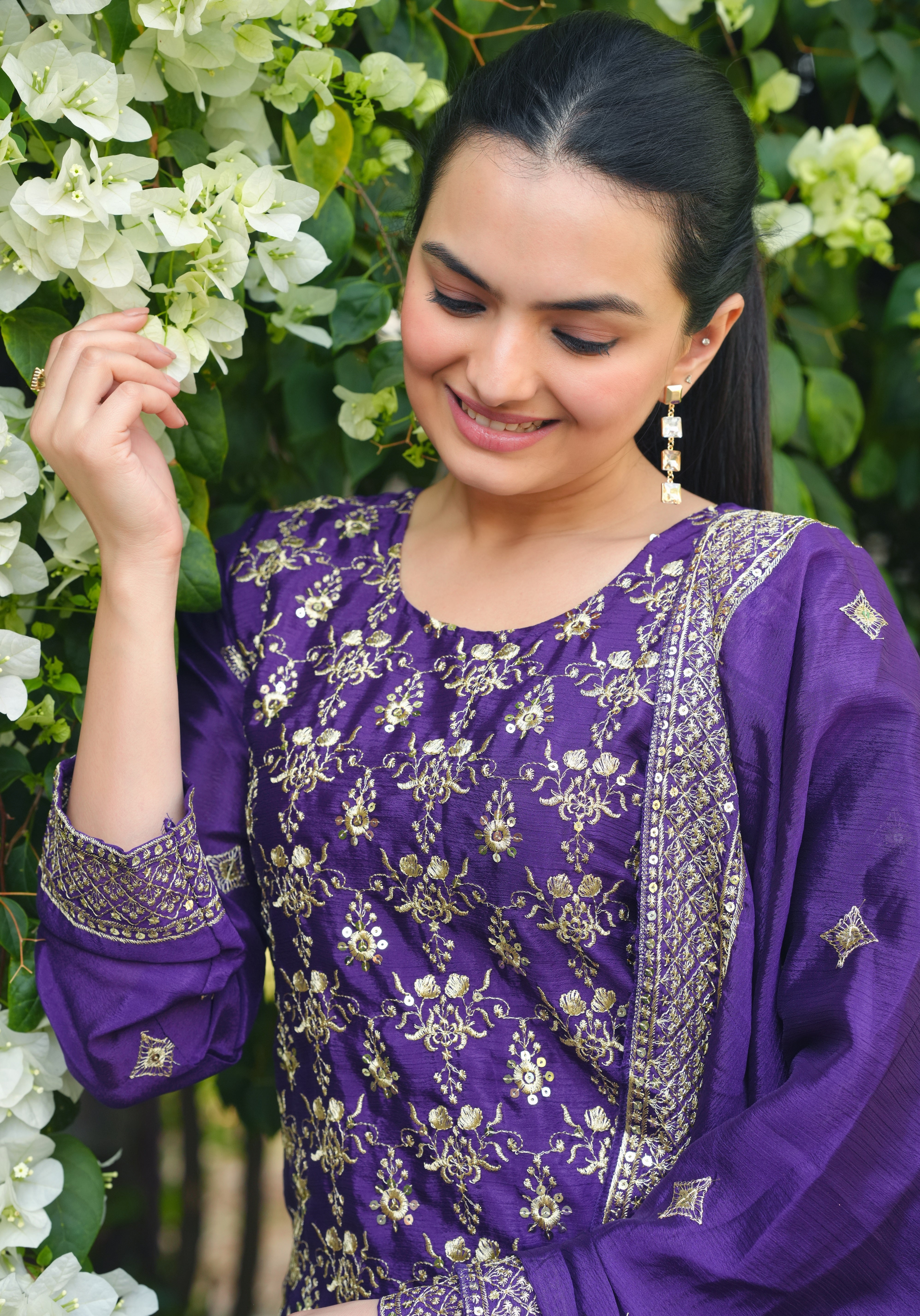 Designer Sharara Suit With Sequence Embroidered Work