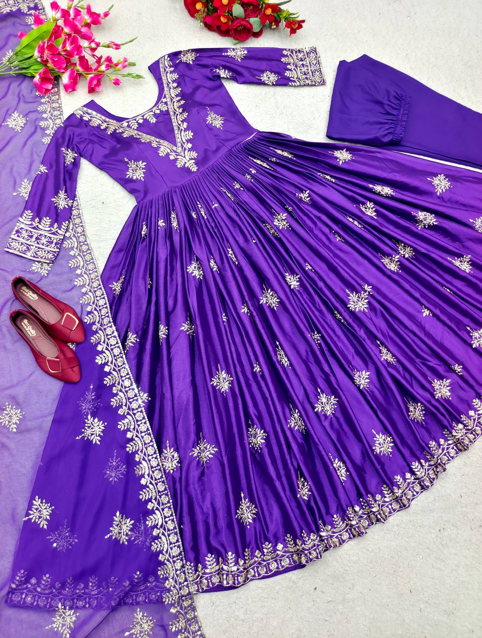 Designer Party Wear Gown With Pent And Dupatta