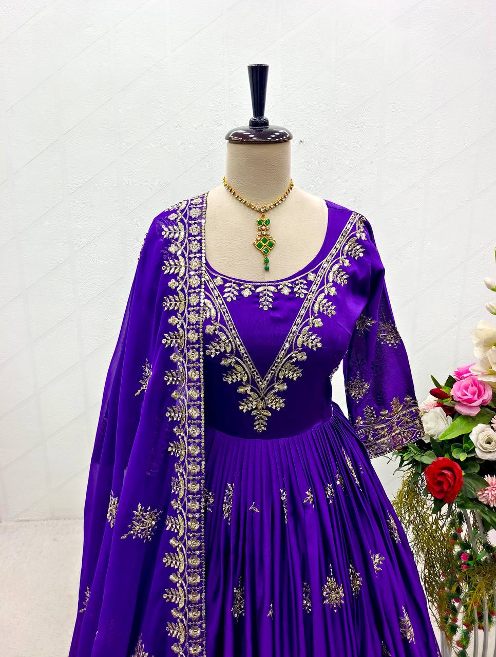 Designer Party Wear Gown With Pent And Dupatta
