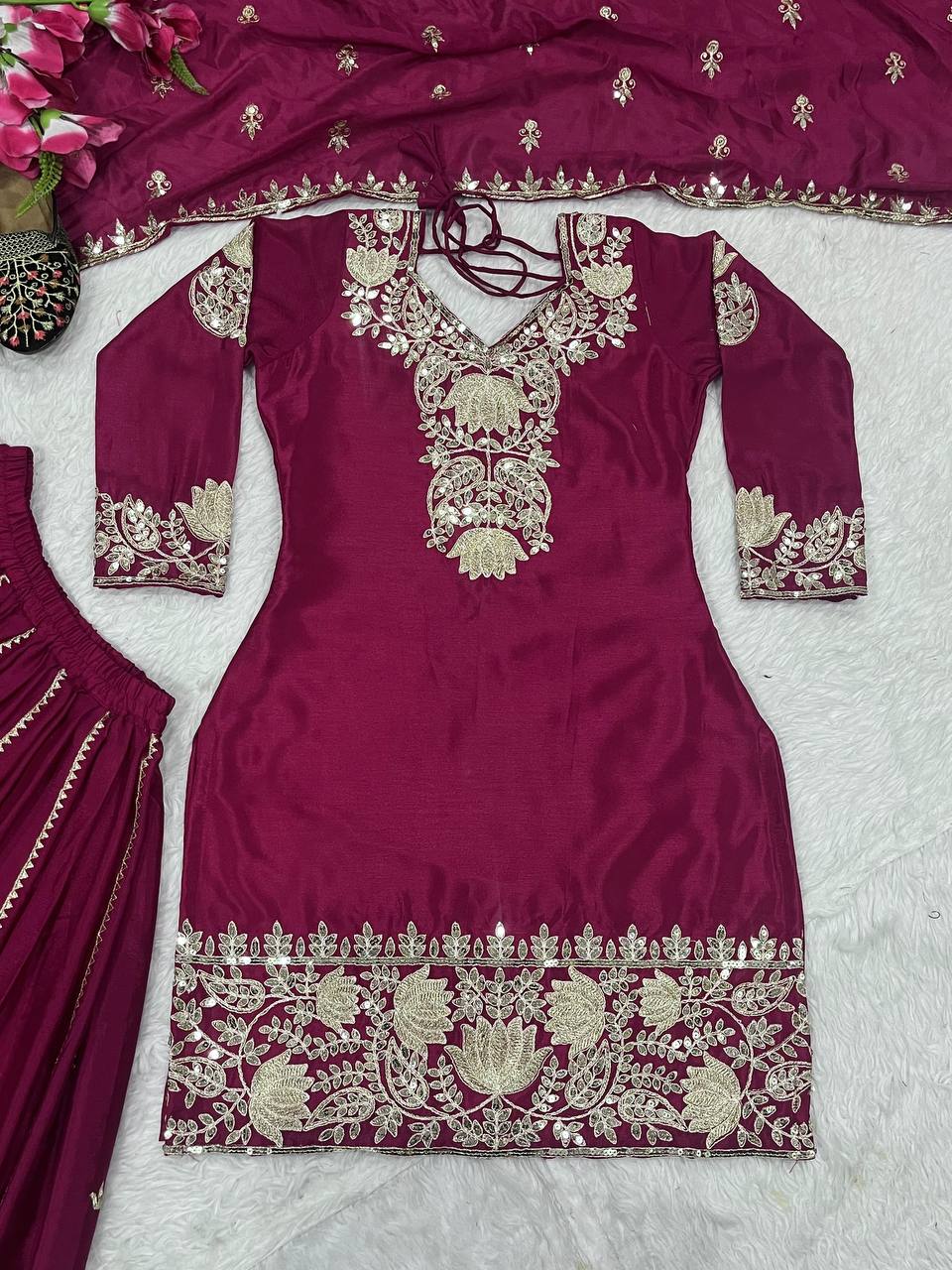 Designer Party Wear With Embroidery Coding Sequence Work