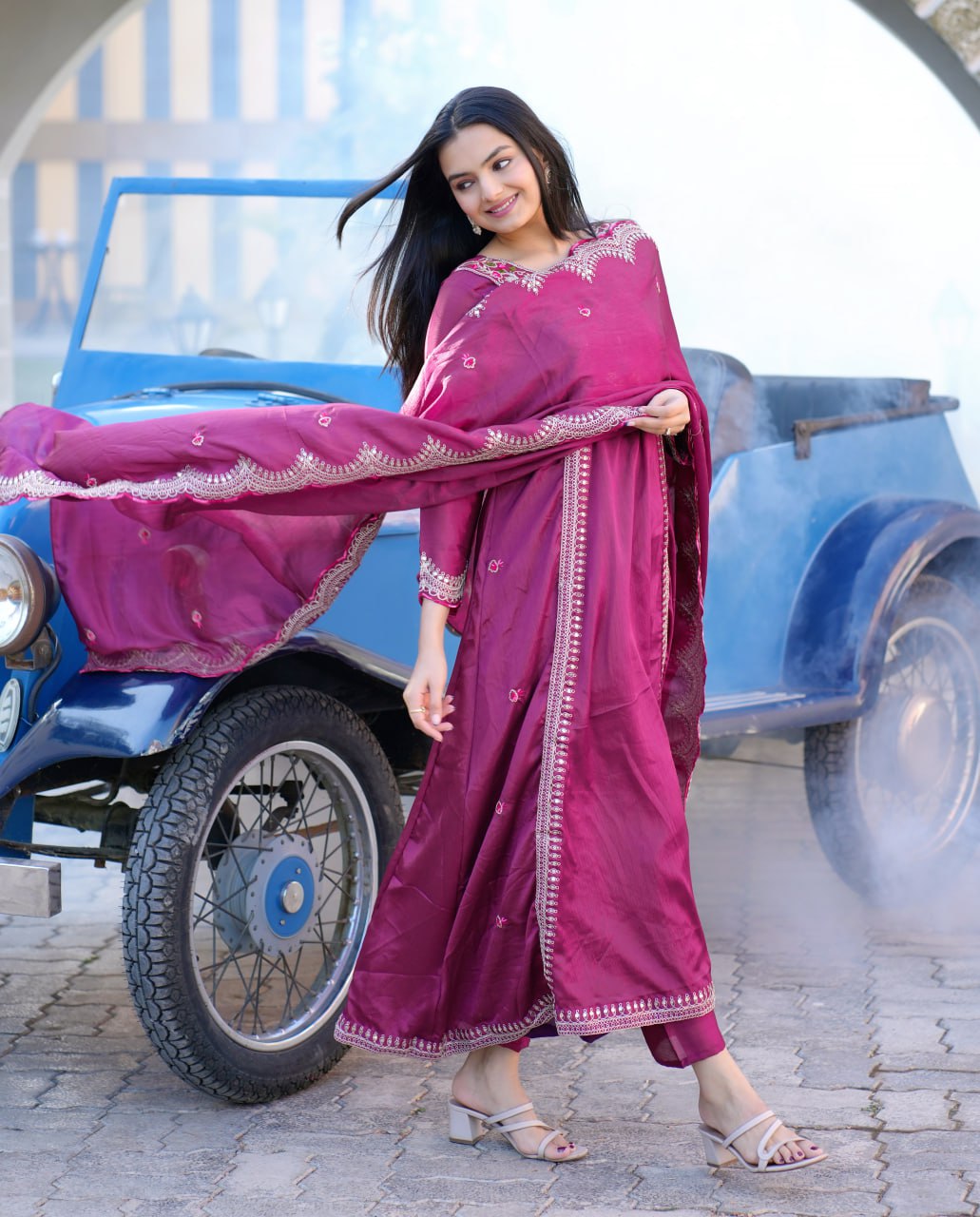 Designer Party Wear Gown With Coding Sequence Embroidered Work