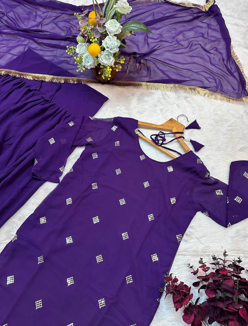 Party Wear Beautiful Top, Bottom And Dupatta