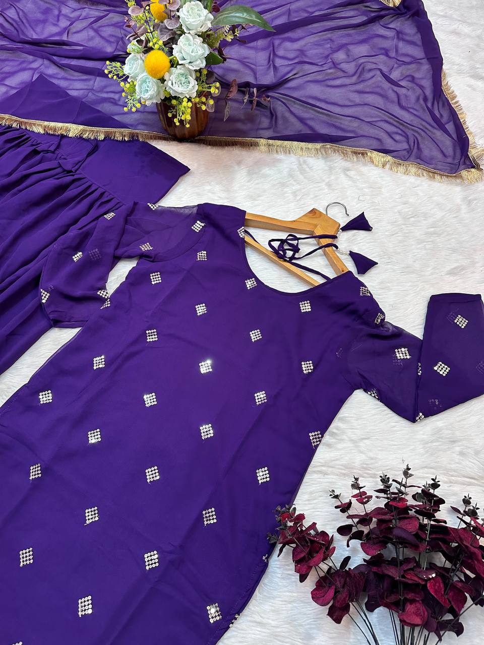 Party Wear Beautiful Top, Bottom And Dupatta