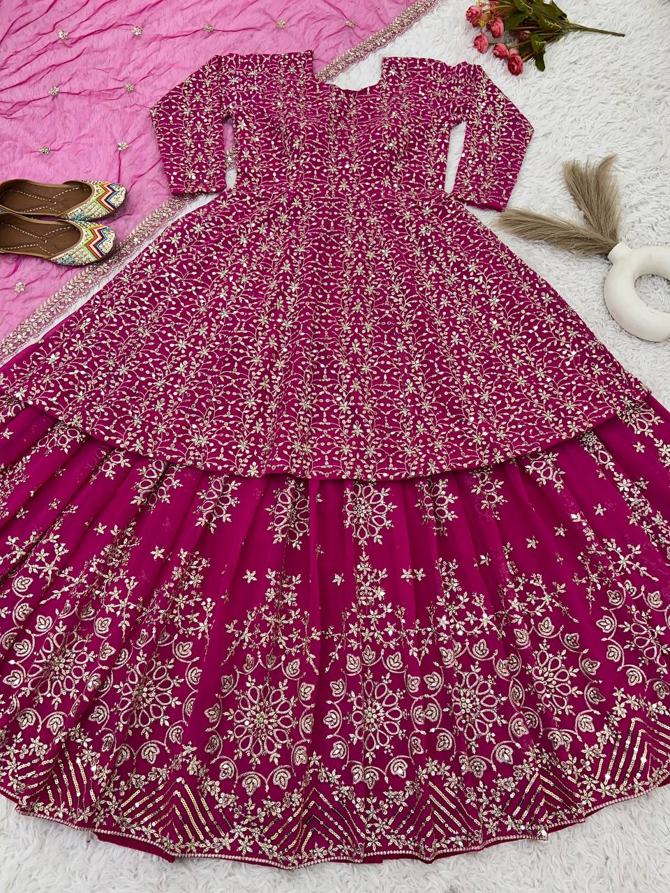 Designer Party Wear Top Bottom And Dupatta