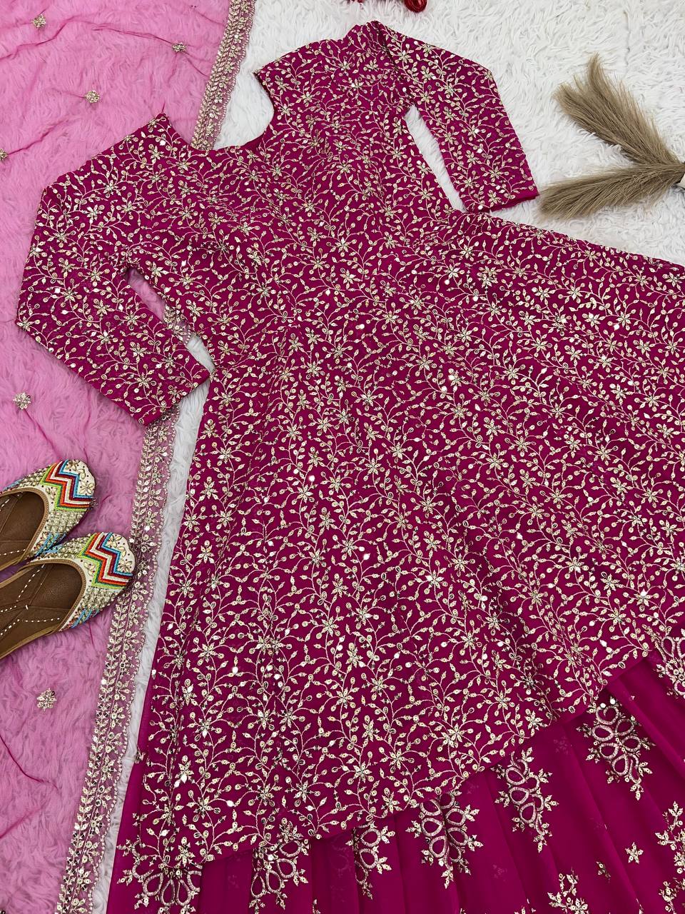 Designer Party Wear Top Bottom And Dupatta