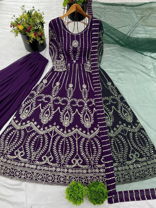 Beautiful Top-Bottom And Dupatta With Heavy Embroidery Sequence Work
