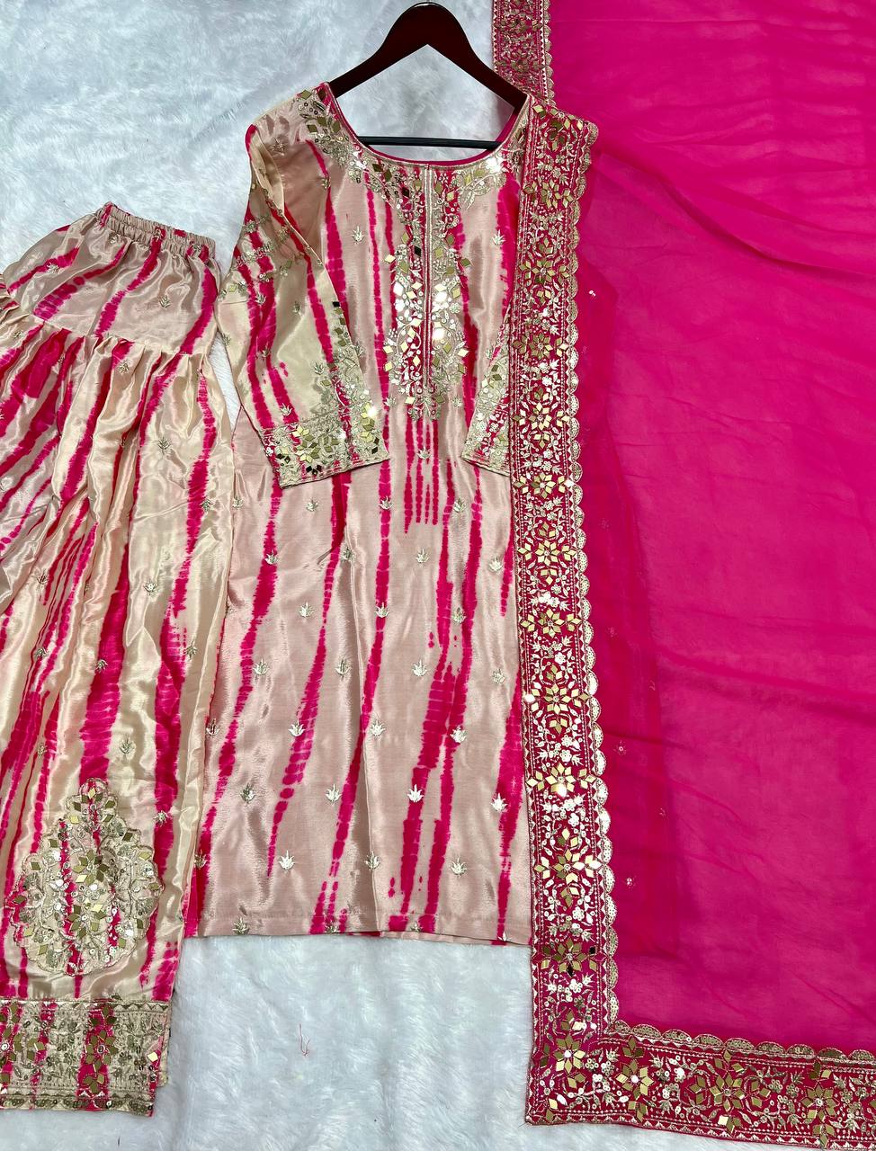 Fancy Top-Patiala And Dupatta With Digital Print And Heavy Embroidery Sequence Work