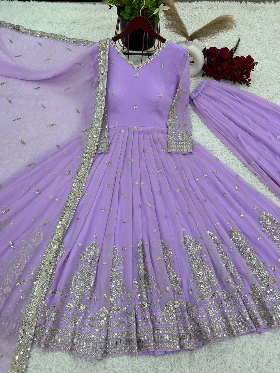 Designer Party Wear Look Gown With Fully Stitched Bottom And Dupatta