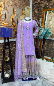 Beautiful Party Wear Top And Sharara With Fancy Dupatta