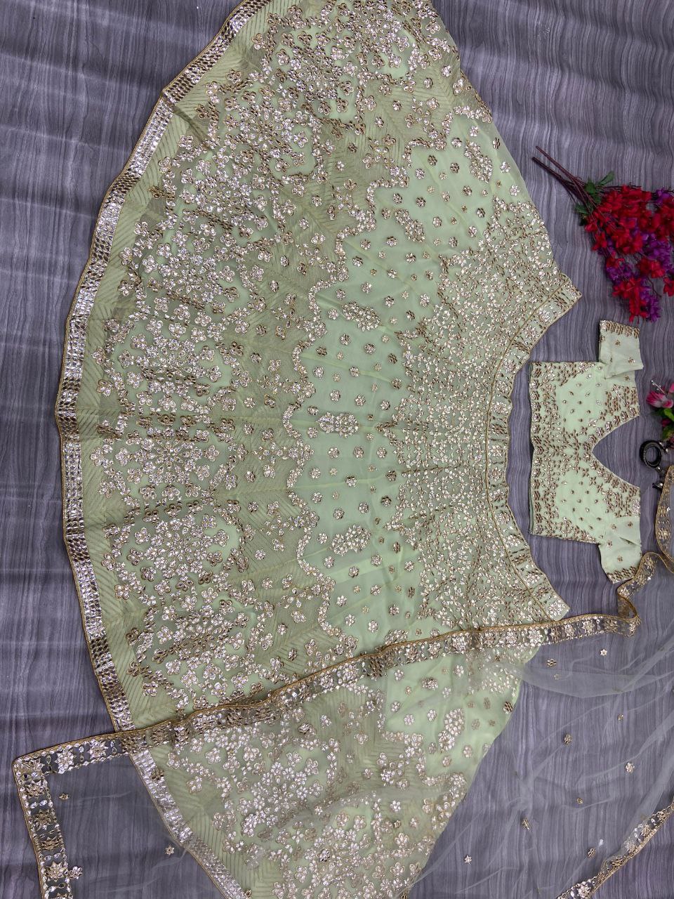 Designer Party Wear Lehenga Choli With Beautiful Thread Embroidery Work