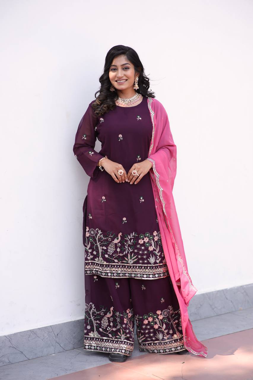 Party Wear Designer Top-Bottom And Dupatta