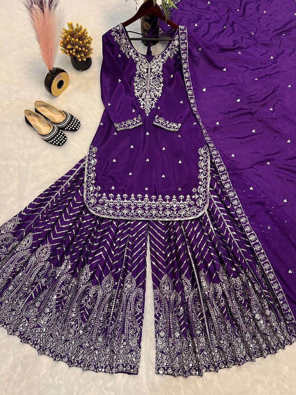 Party Wear Top Bottom And Dupatta With Heavy Embroidery Work
