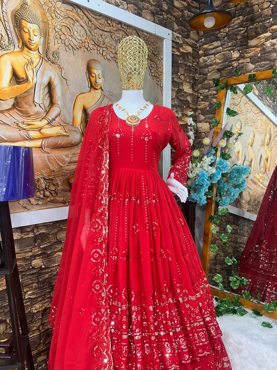 Party Wear Beautiful Gown And Lehenga With Dupatta