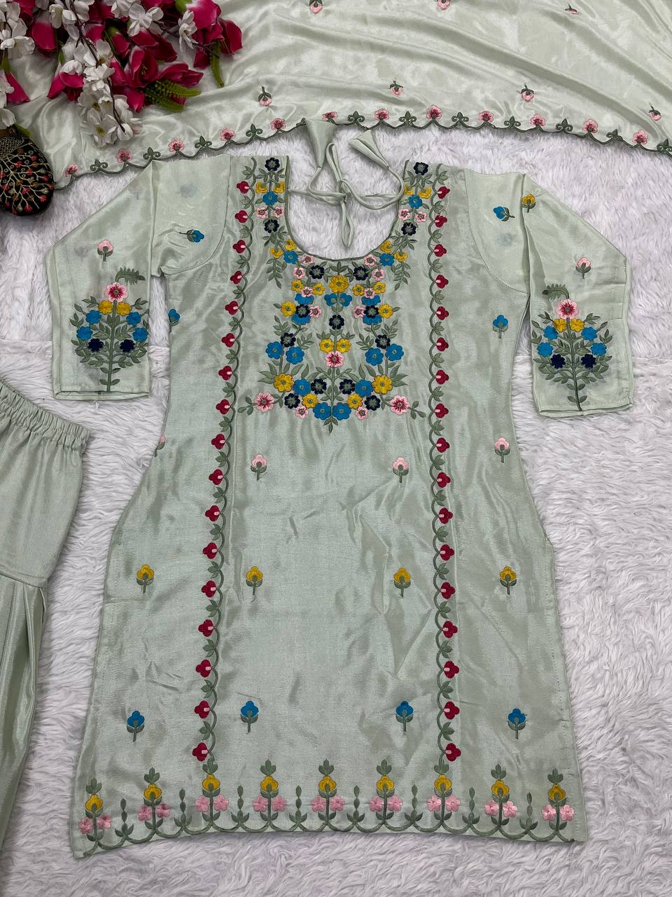 Designer Party Wear Look Top ,Dhoti Salwar And Dupatta