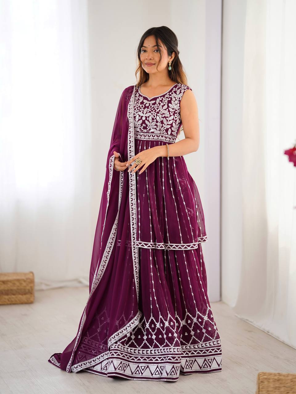 Party Wear Designer Top-Bottom And Dupatta Thread & Sequence work