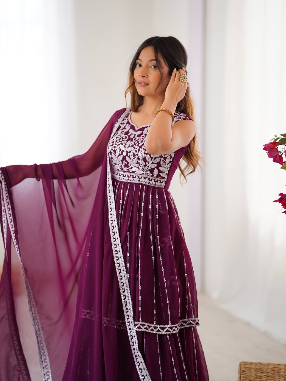 Party Wear Designer Top-Bottom And Dupatta Thread & Sequence work