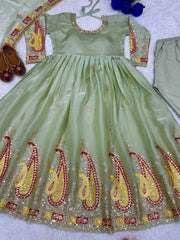 Designer Party Wear Anarkali Gown And Pent With Beautiful Dupatta