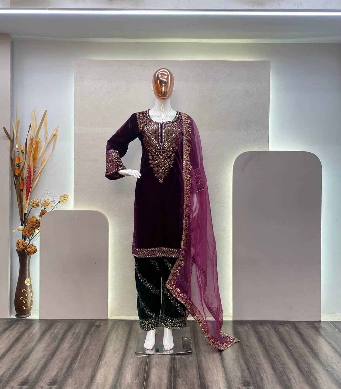 Party Wear Look Designer Top And Bottom With Dupatta