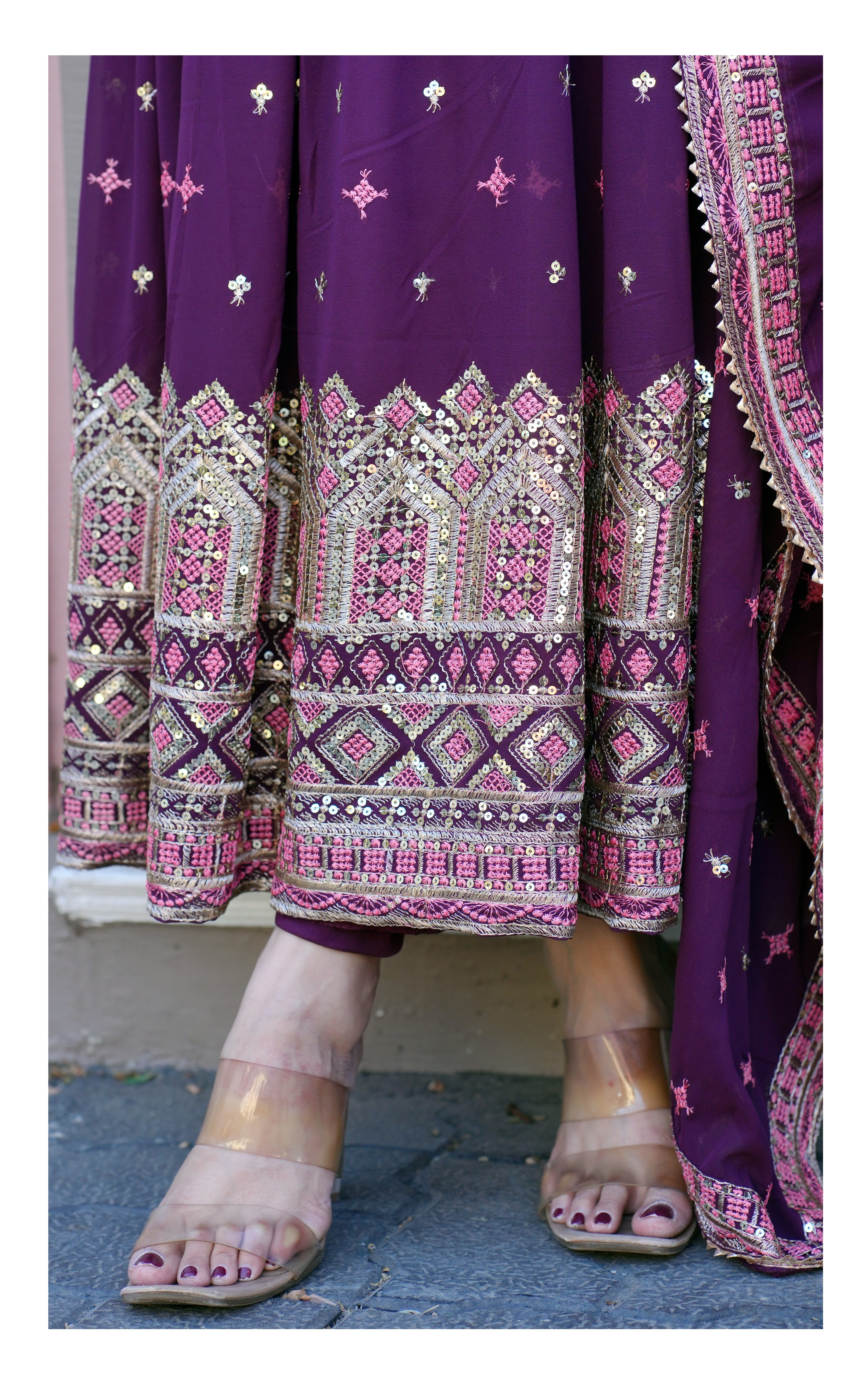 Designer Party Wear Gown With Sequence Embroidered Work