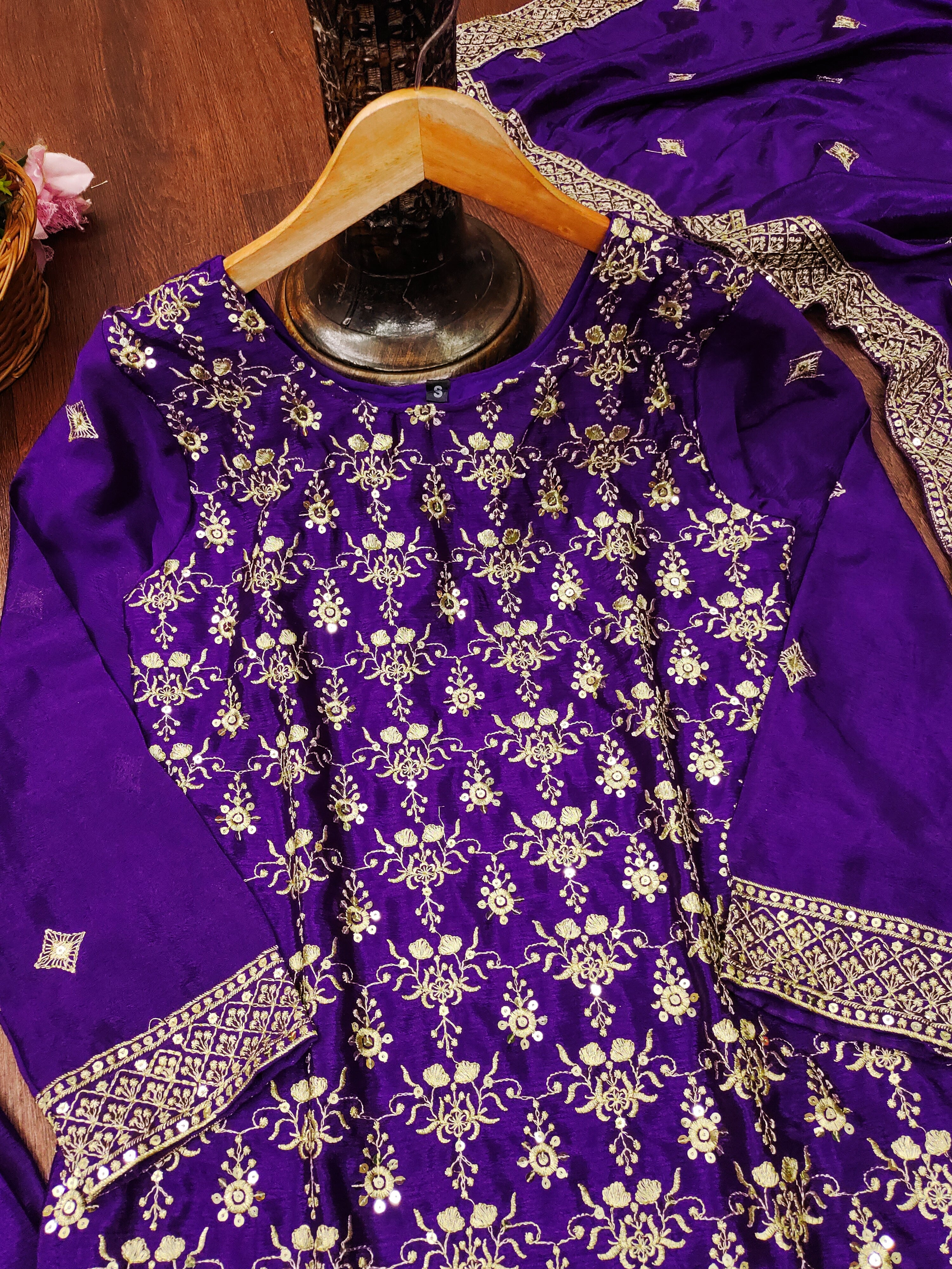 Designer Sharara Suit With Sequence Embroidered Work