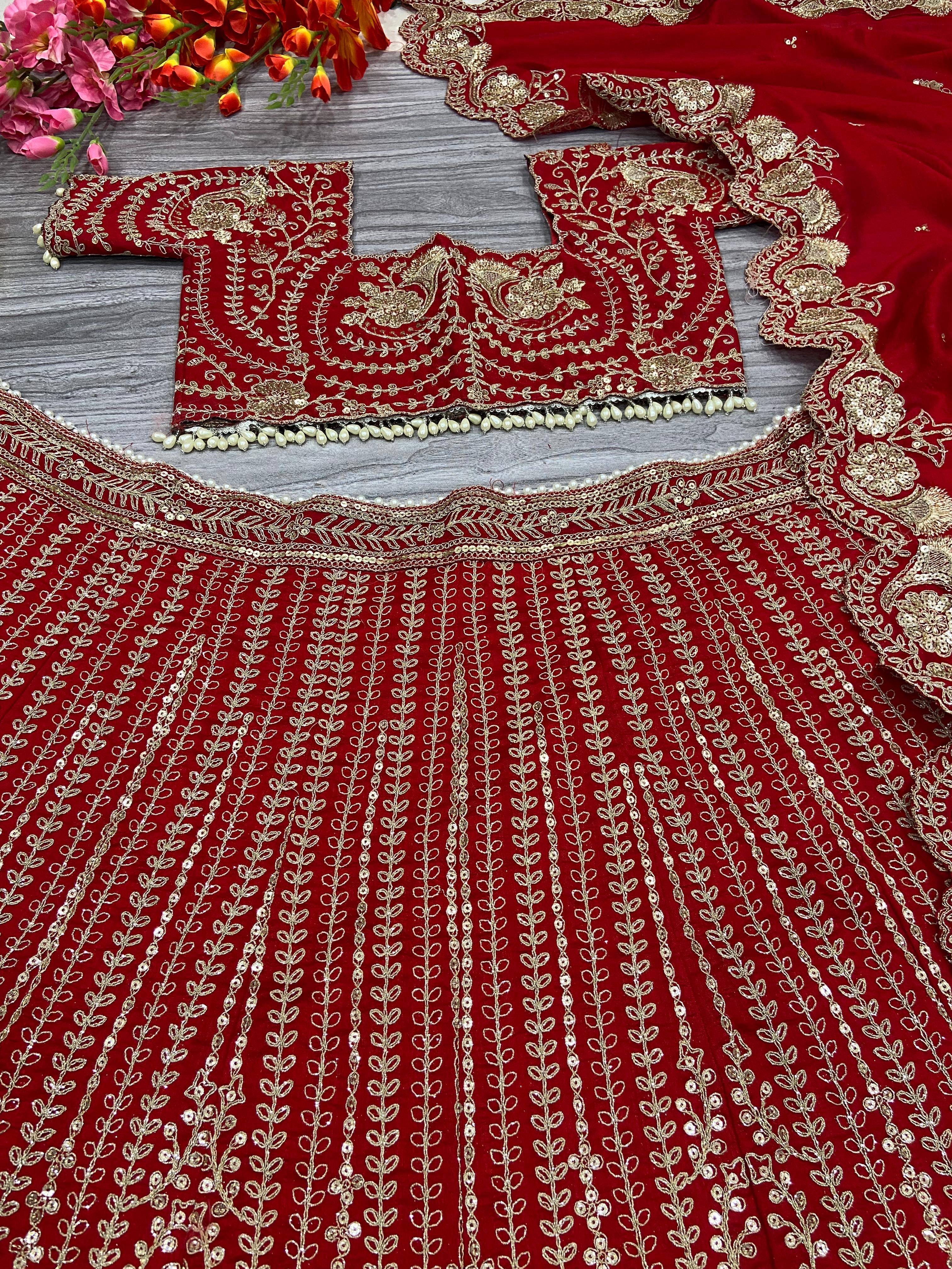 Designer Party Wear Lehenga Choli With Beautiful Thread Embroidery Work