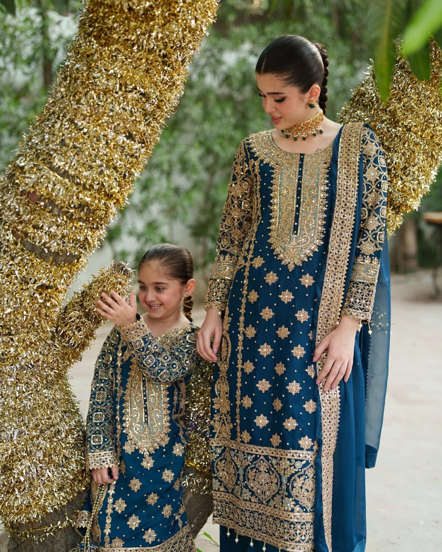 Party Wear Designer Mother Daughter Combination Design