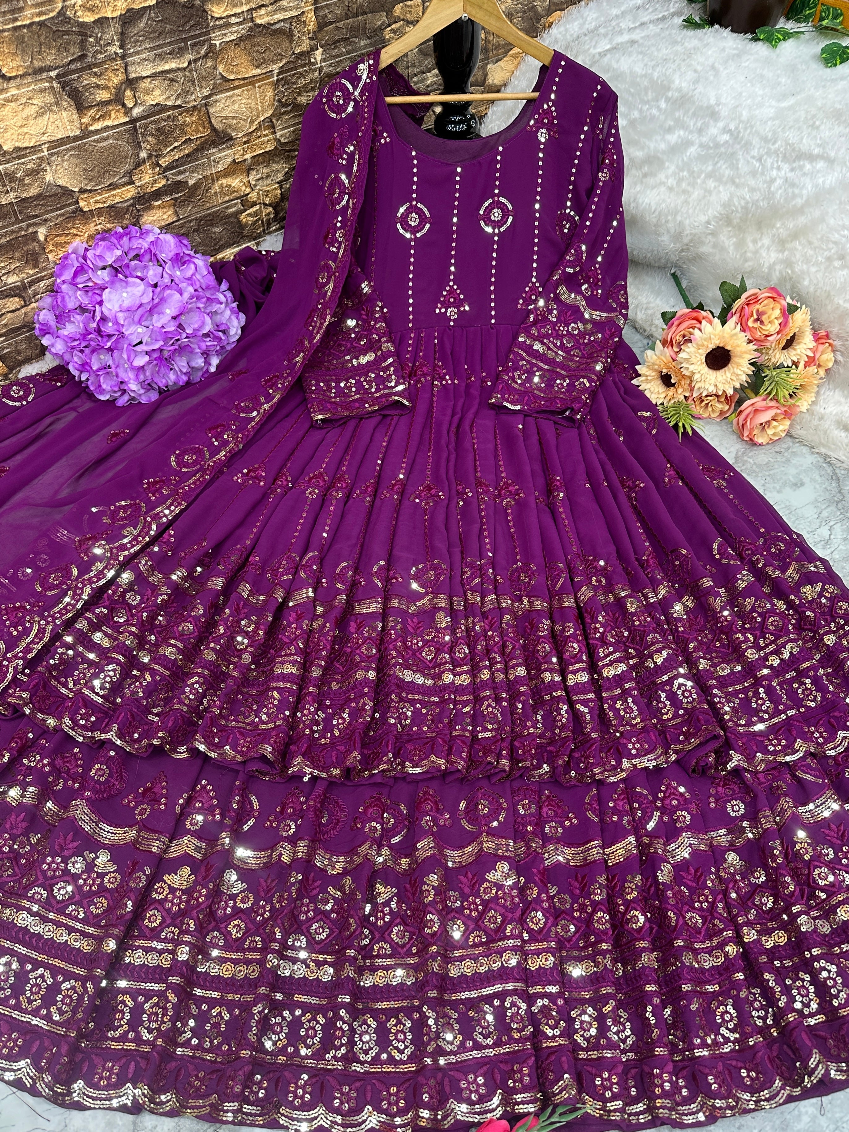 Party Wear Beautiful Gown And Lehenga With Dupatta