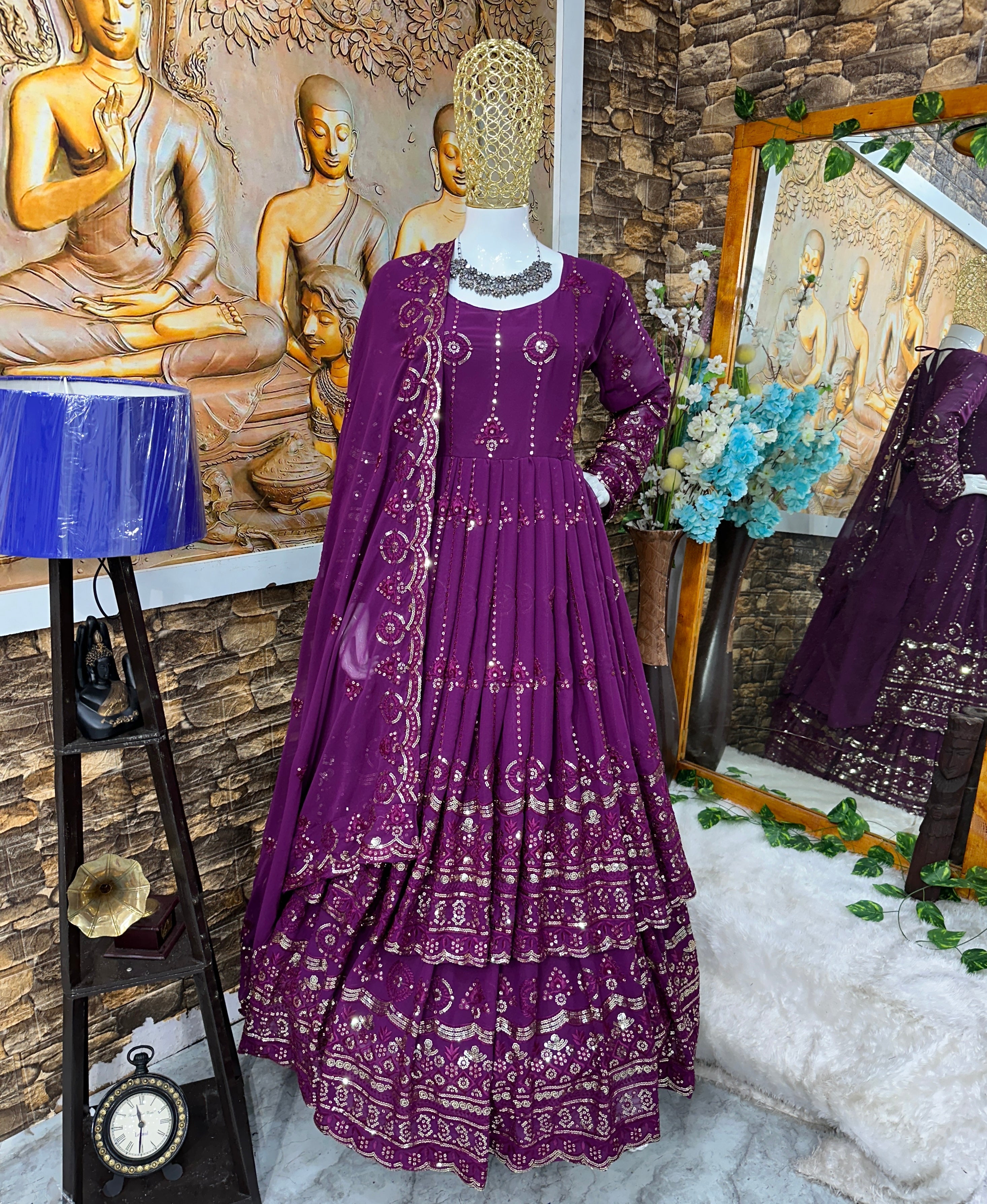 Party Wear Beautiful Gown And Lehenga With Dupatta
