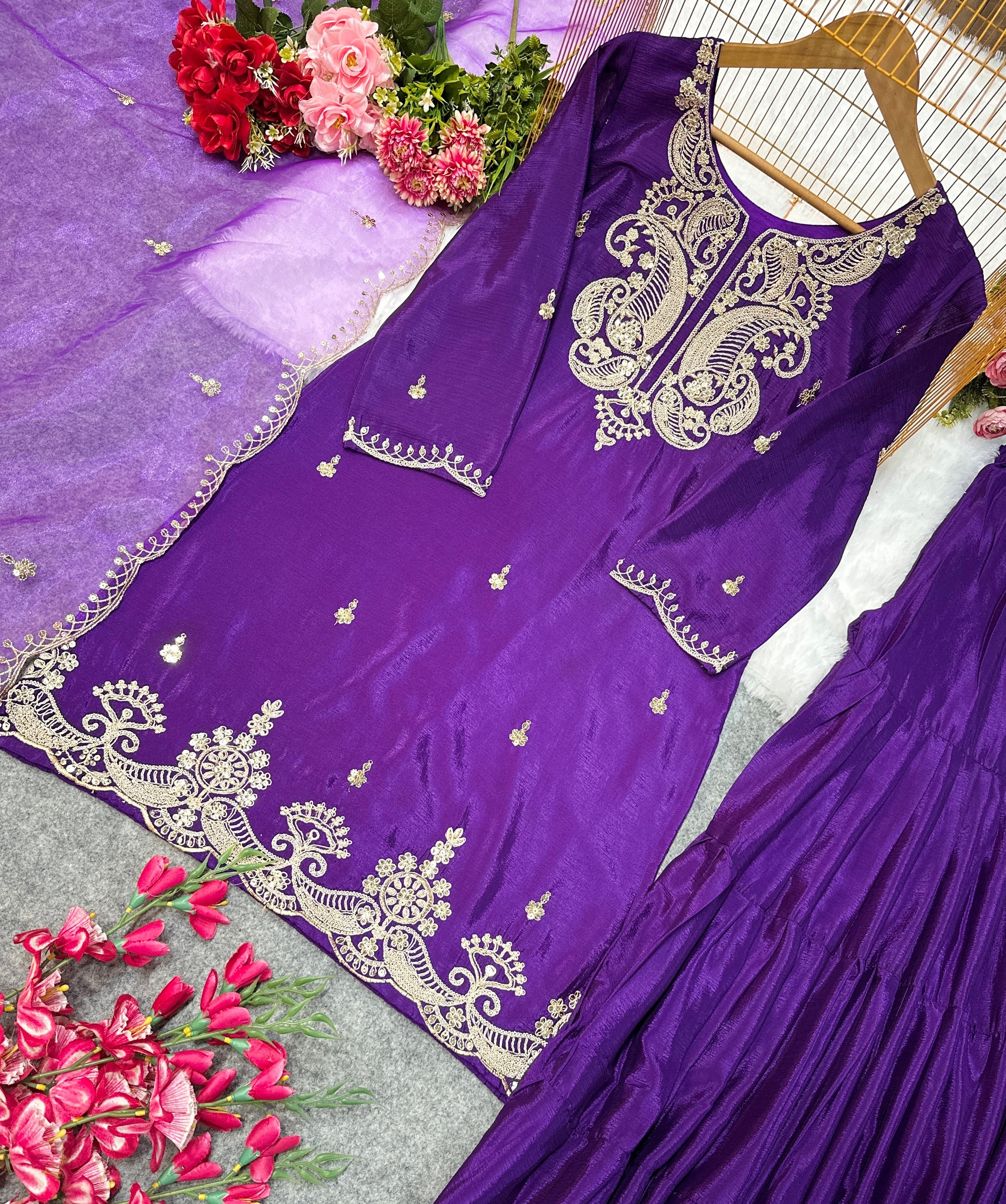 Beautiful Party Wear Top Sharara And Dupatta
