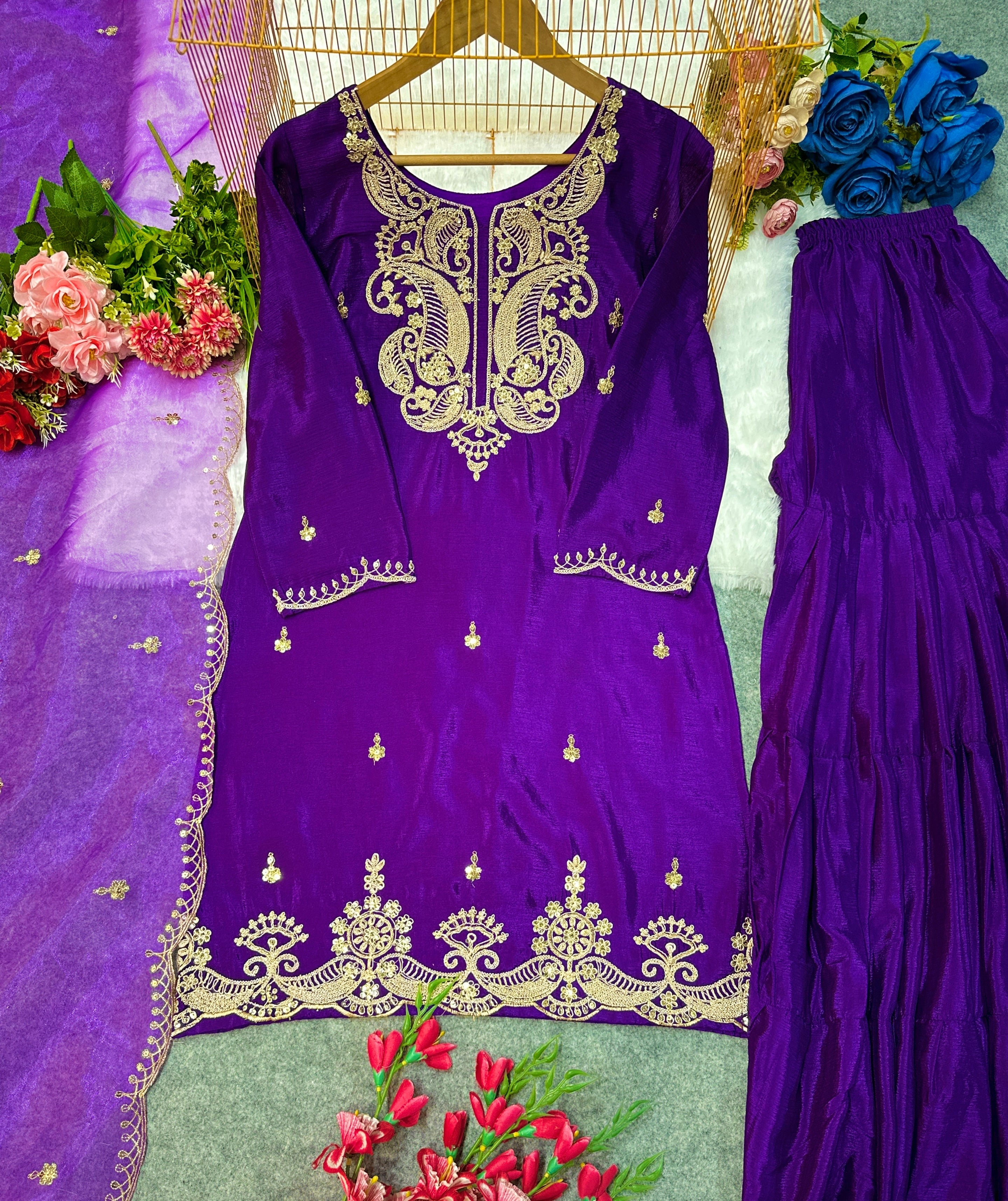 Beautiful Party Wear Top Sharara And Dupatta