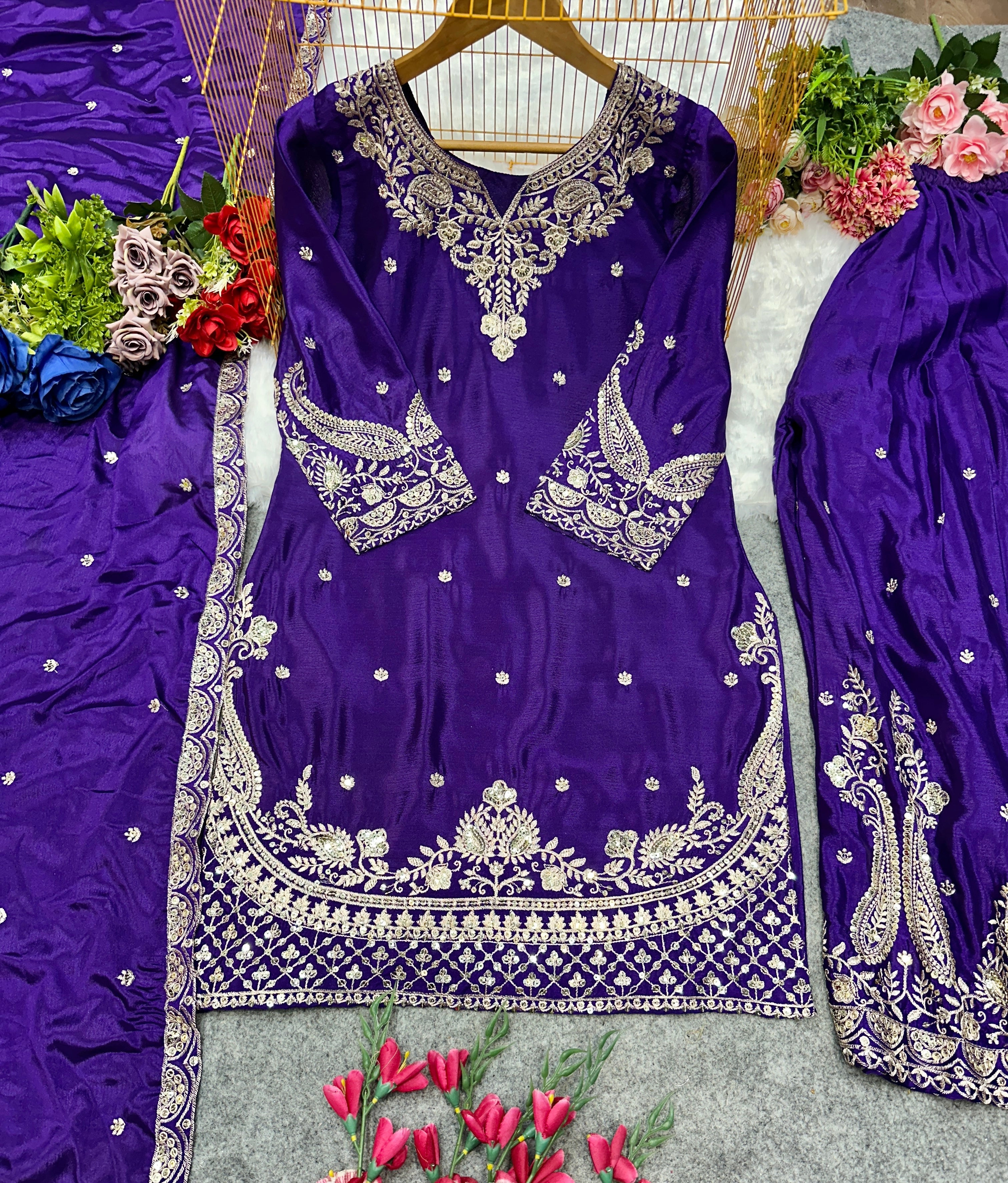 Designer Party Wear Top Bottom And Dupatta