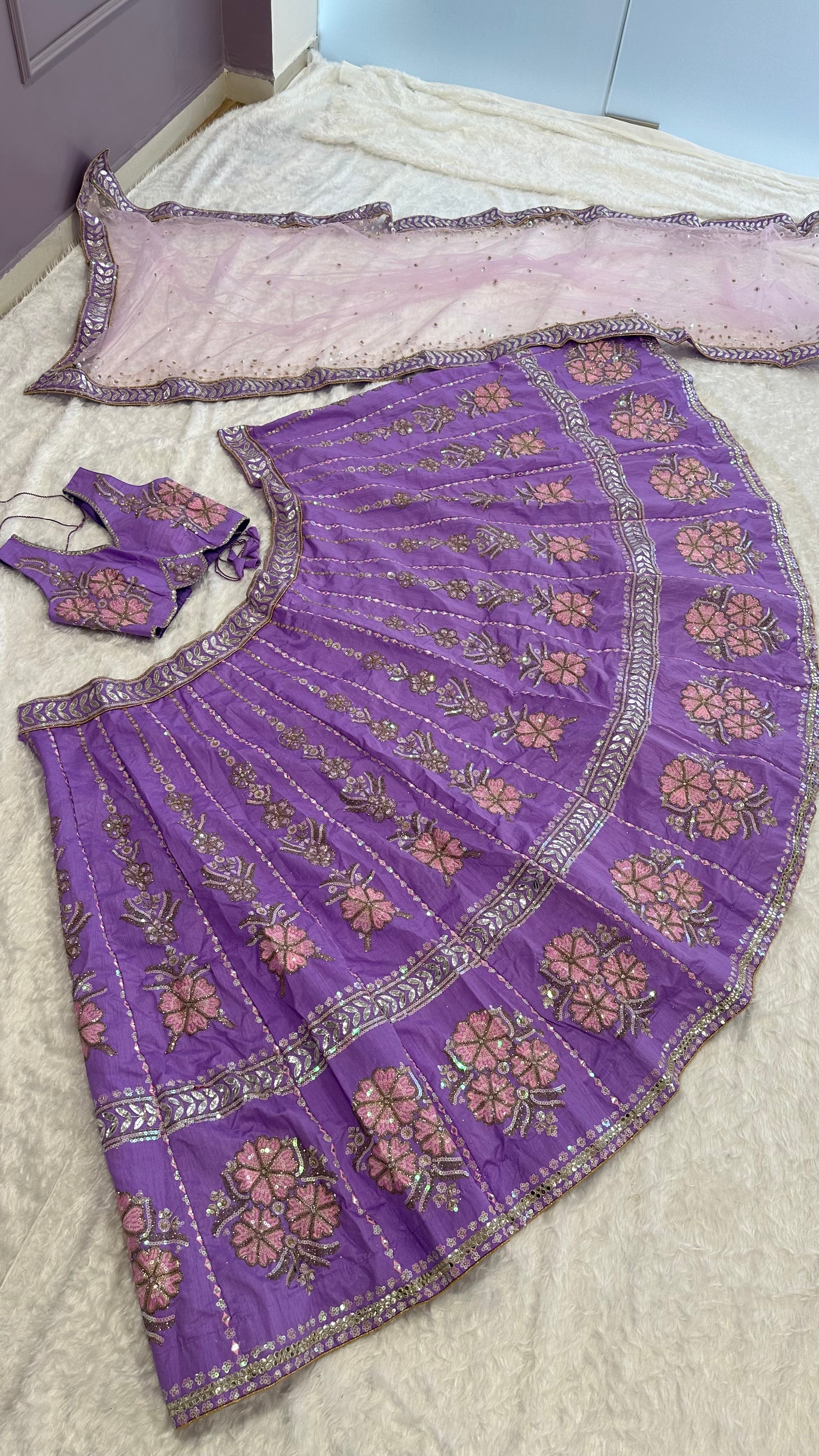 Designer Party Wear Lehenga Choli With Rainbow Sequins Work