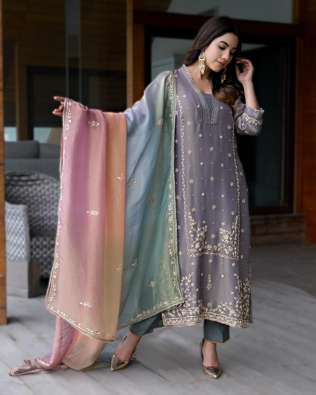 Designer Party Wear Look Top Bottom & Dupatta
