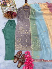 Designer Party Wear Look Top Bottom & Dupatta