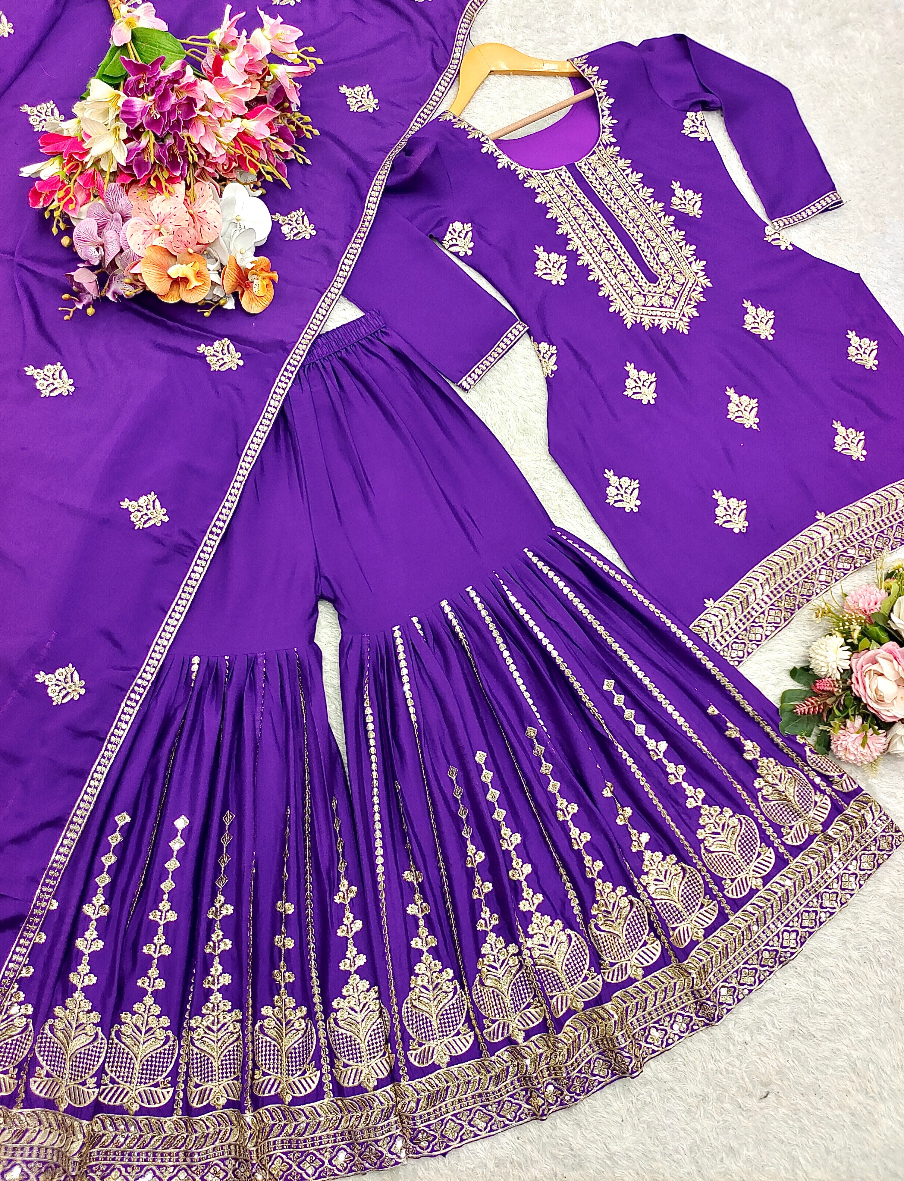 Beautiful Party Wear Top-Sarara And Dupatta