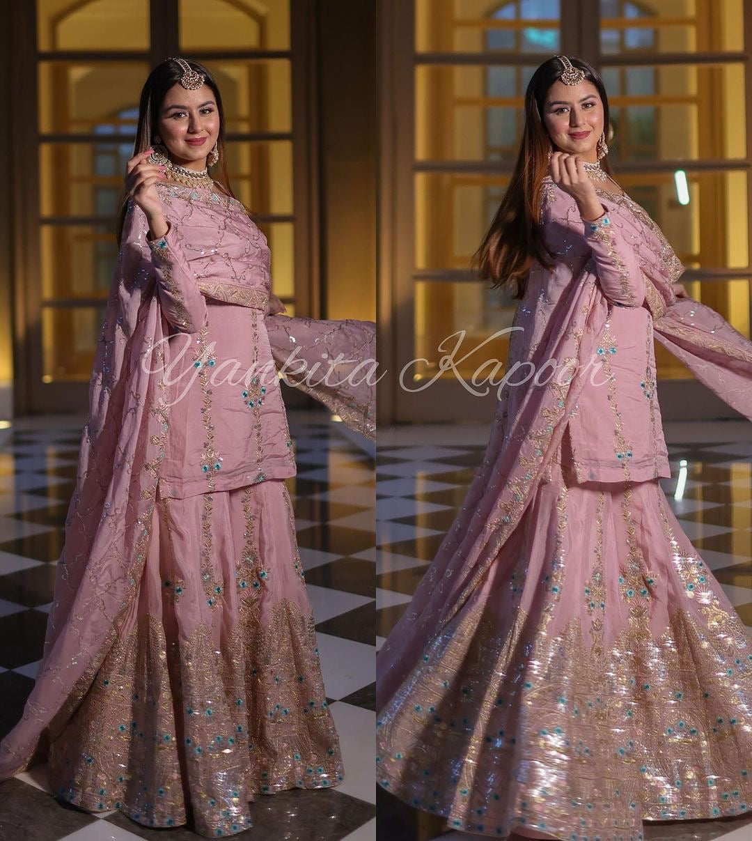 Beautiful Party Wear Top And Sharara With Fancy Dupatta