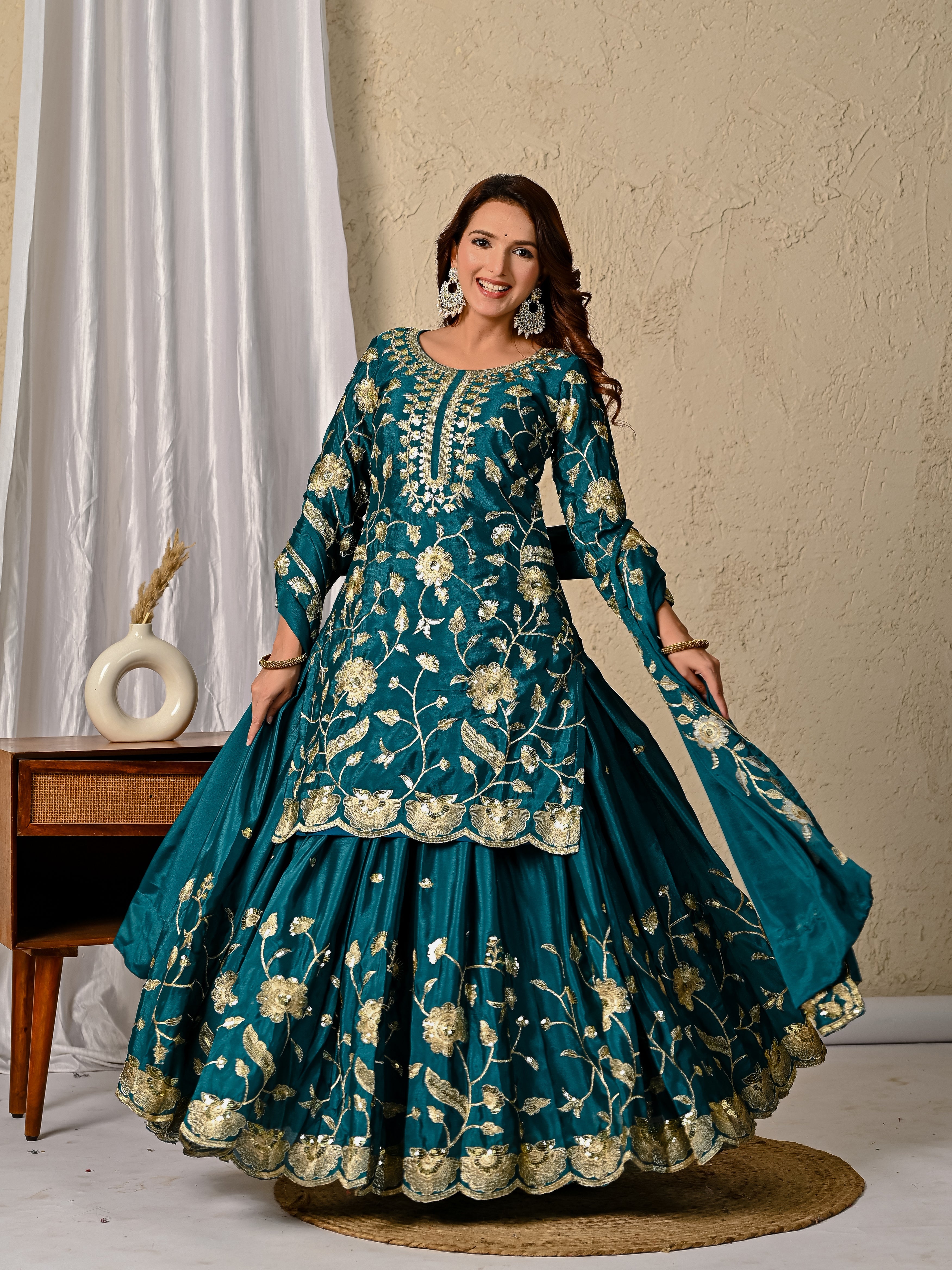 Designer Party Wear Look Top, Lehenga And Dupatta