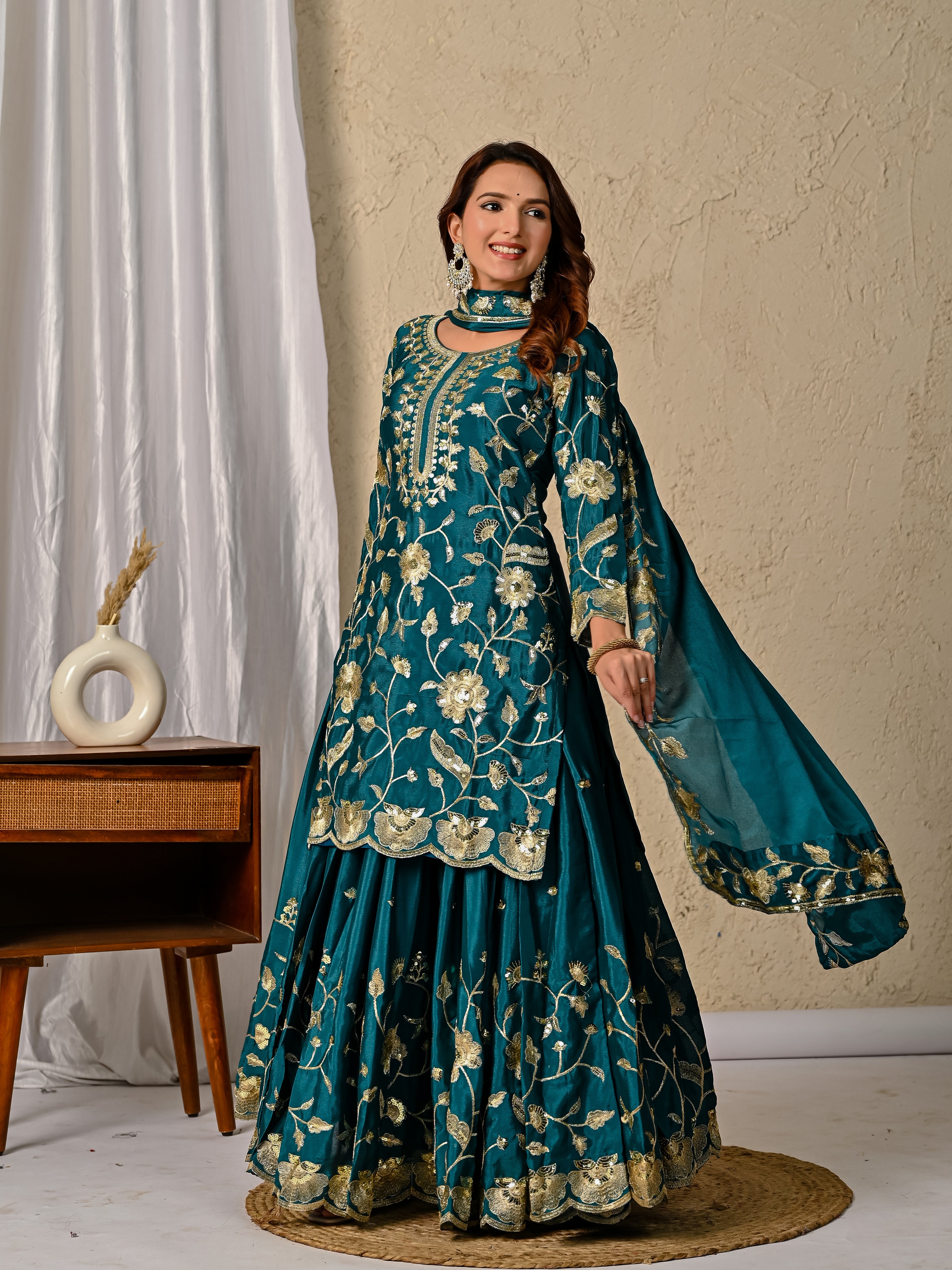 Designer Party Wear Look Top, Lehenga And Dupatta