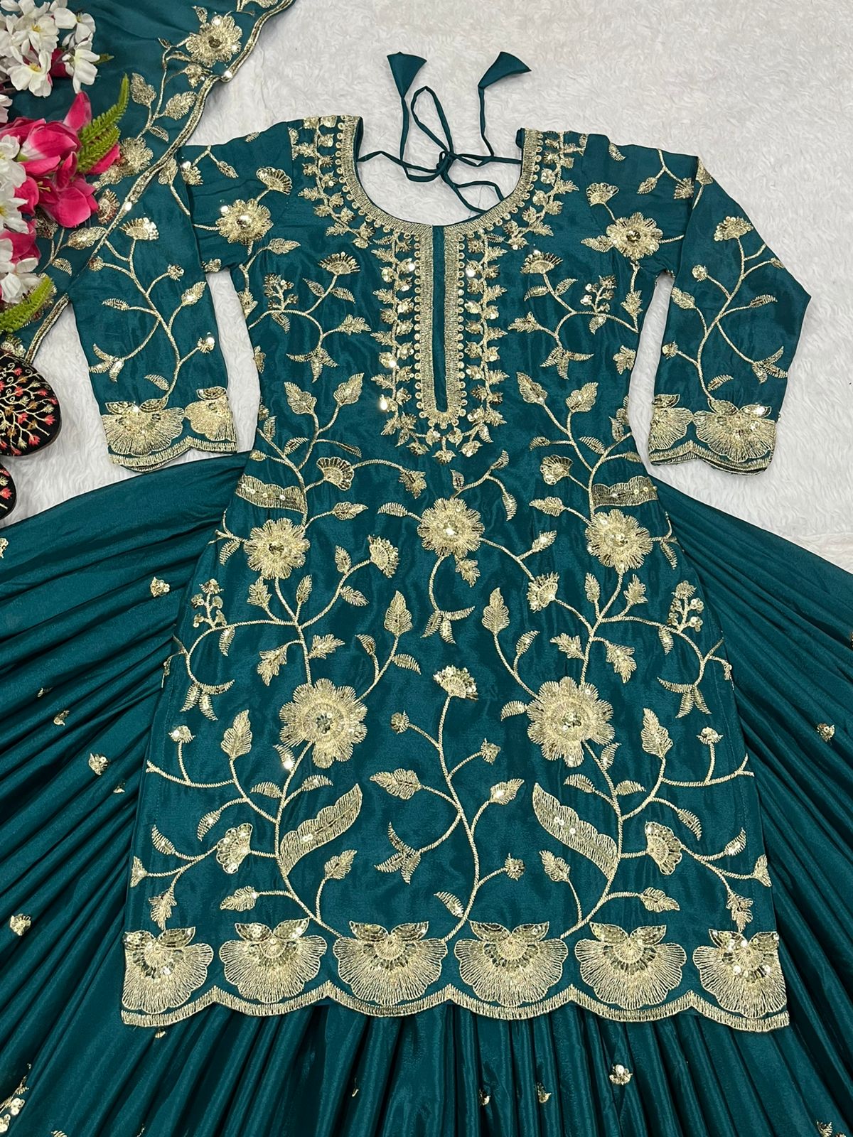 Designer Party Wear Look Top, Lehenga And Dupatta