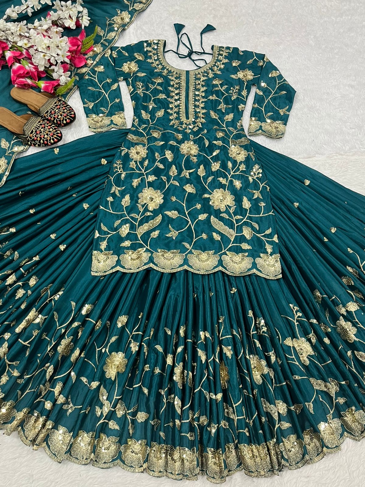 Designer Party Wear Look Top, Lehenga And Dupatta