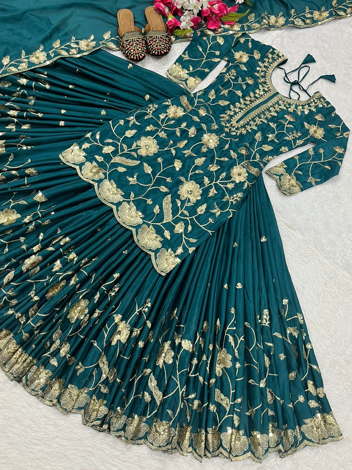 Designer Party Wear Look Top, Lehenga And Dupatta