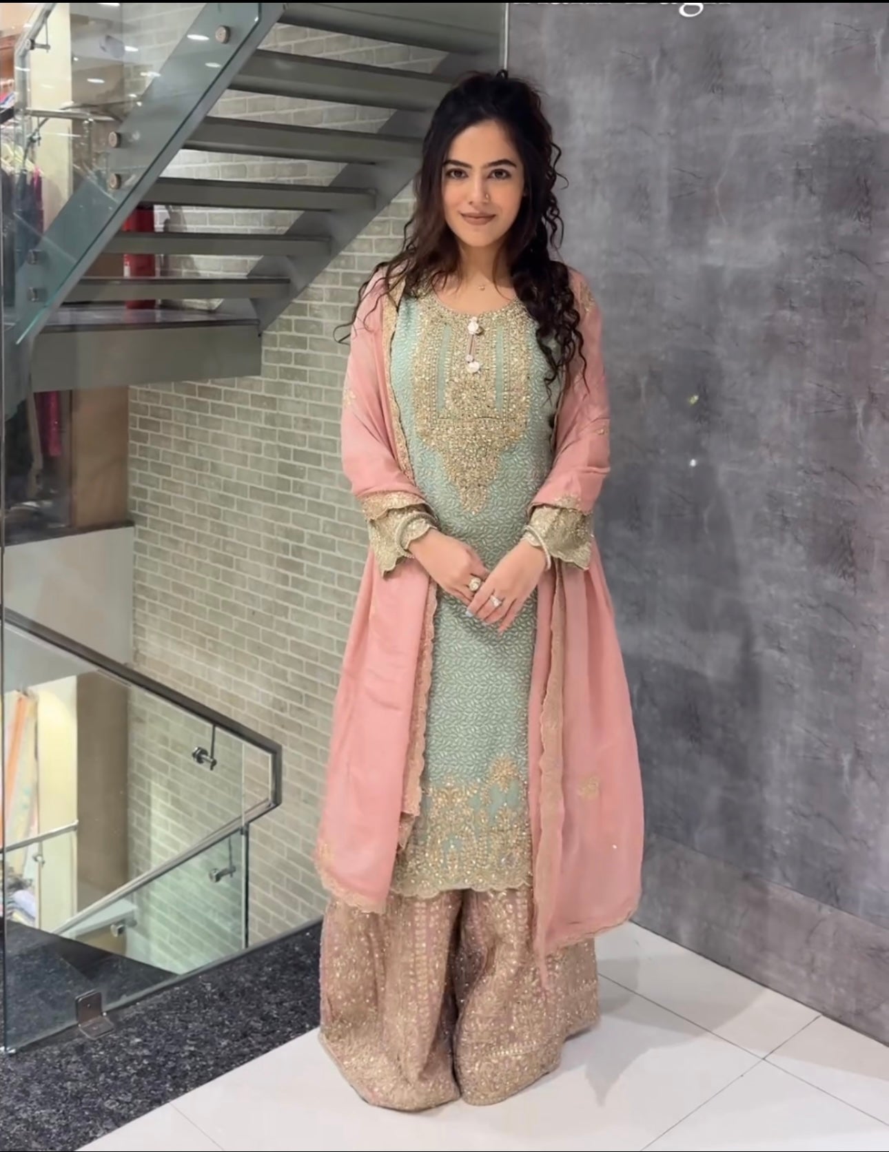 Designer Top Bottom And Dupatta With Embroidery Work