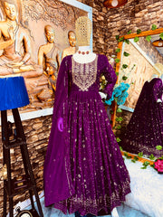 Beautiful Party Wear Look Chikankari Gown With Dupatta