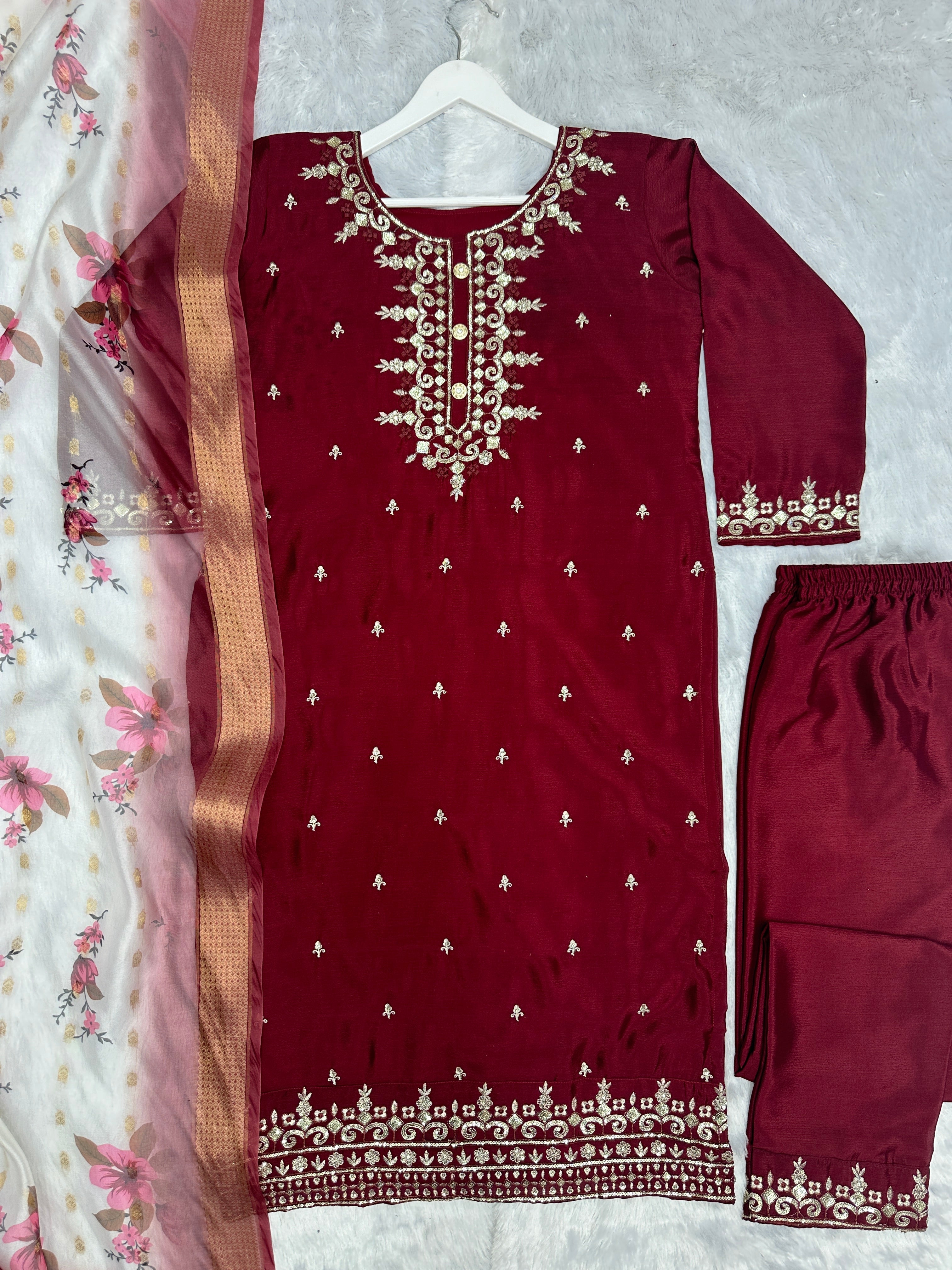 Designer Party Wear Top - Bottom With Fancy Dupatta