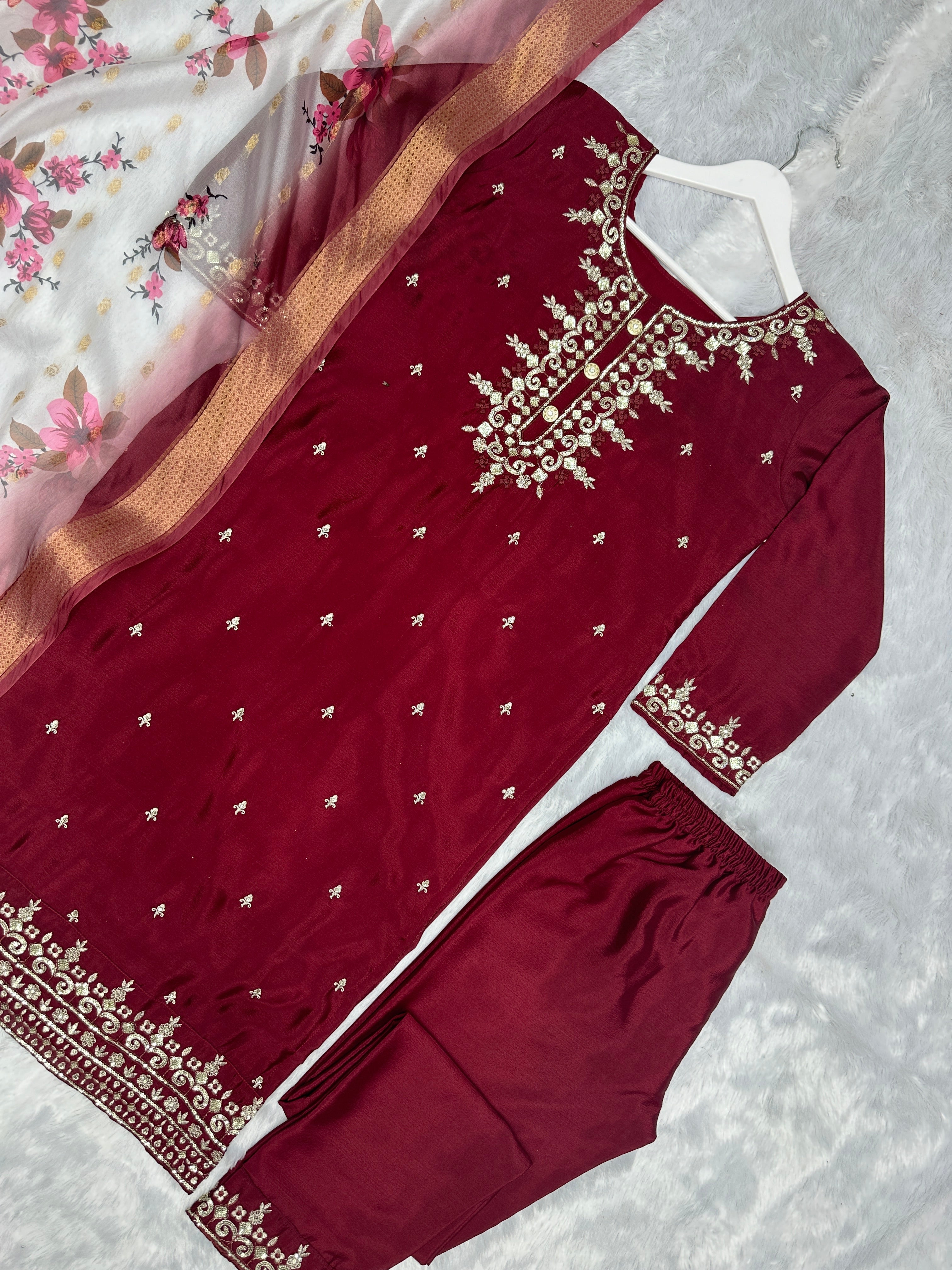 Designer Party Wear Top - Bottom With Fancy Dupatta