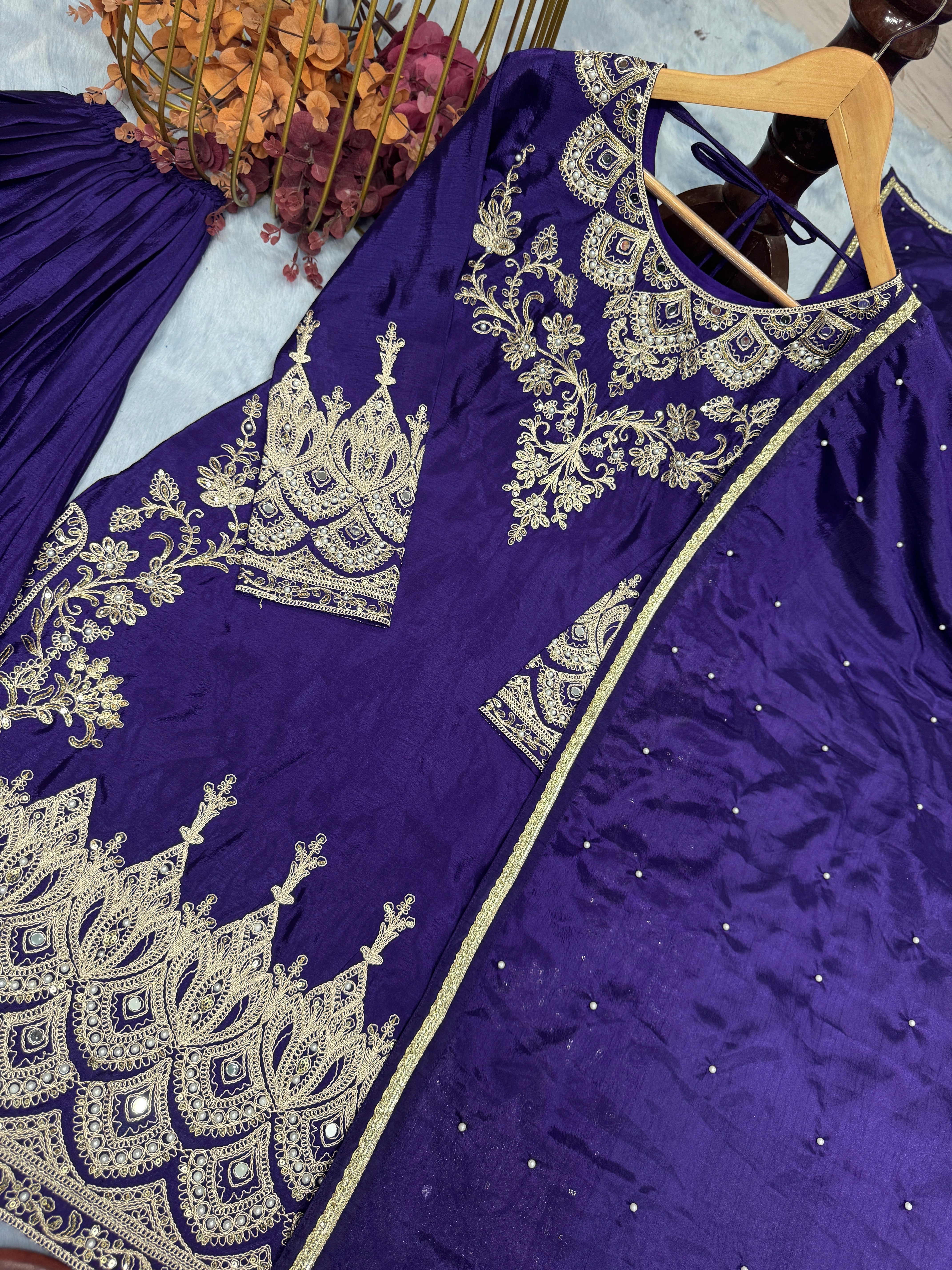 Designer Party Wear Look Top Plazzo & Dupatta Set
